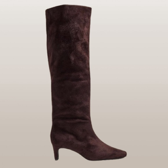 NWT- Banana Republic Chocolate Vegan Suede Tall Slouch Boot - Picture 3 of 9